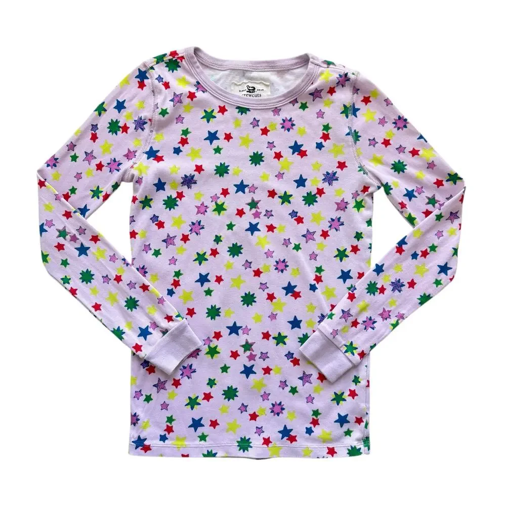 Crewcuts Pink Stars Long John Pajamas Size 12